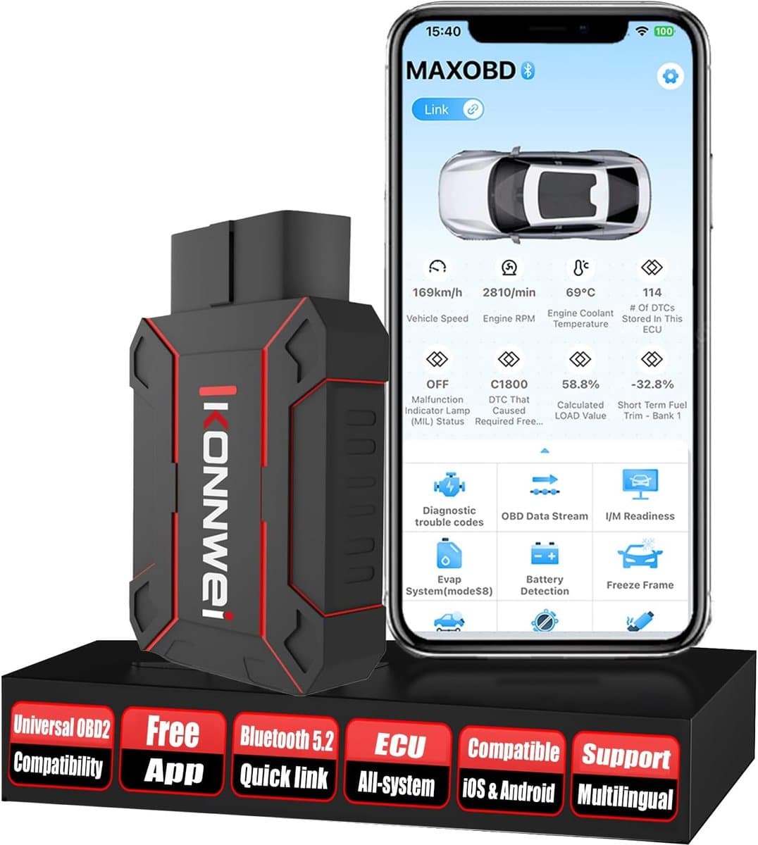 Konnwei MAXOBD - OBD2 - Diagnostische Scanner thumbnail 5