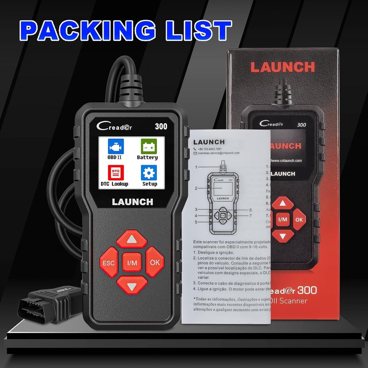 LAUNCH CR300 OBD2 codelezer met DTC database live data IM readiness freeze frame O2 en EVAP tests on board monitoring 9 talen plug and play thumbnail 5