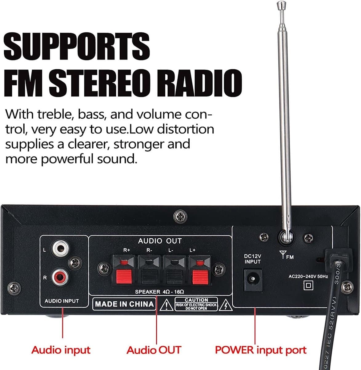 Mini-versterker HiFi - Bluetooth 5.0, 600W, FM-radio, USB/SD thumbnail 8