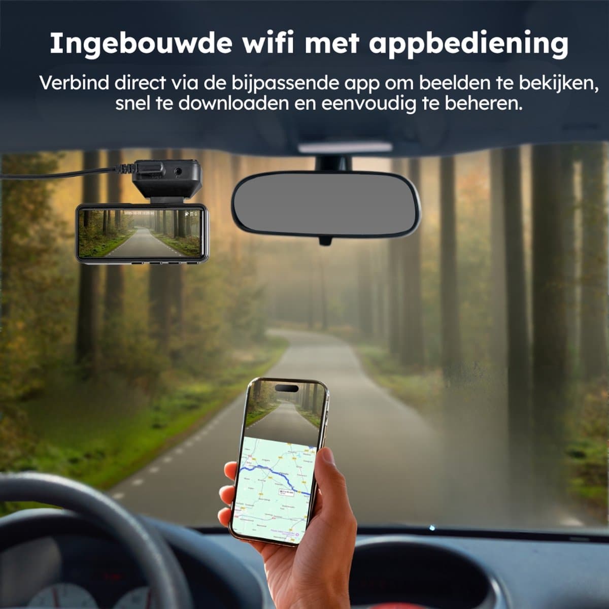 Dashcam - Incl. GPS functie - Voor en achter camera - met 64GB SD - 4K Full HD - Dashcam voor Auto - Zwart - Faas thumbnail 3
