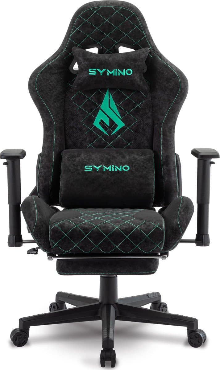 Symino PU lederen Verstelbare Ergonomische Gamestoel met Voetsteun-Gaming Stoel - Bureaustoel Gaming chair - Game Stoel - Tot 200kg - Zwart thumbnail 3