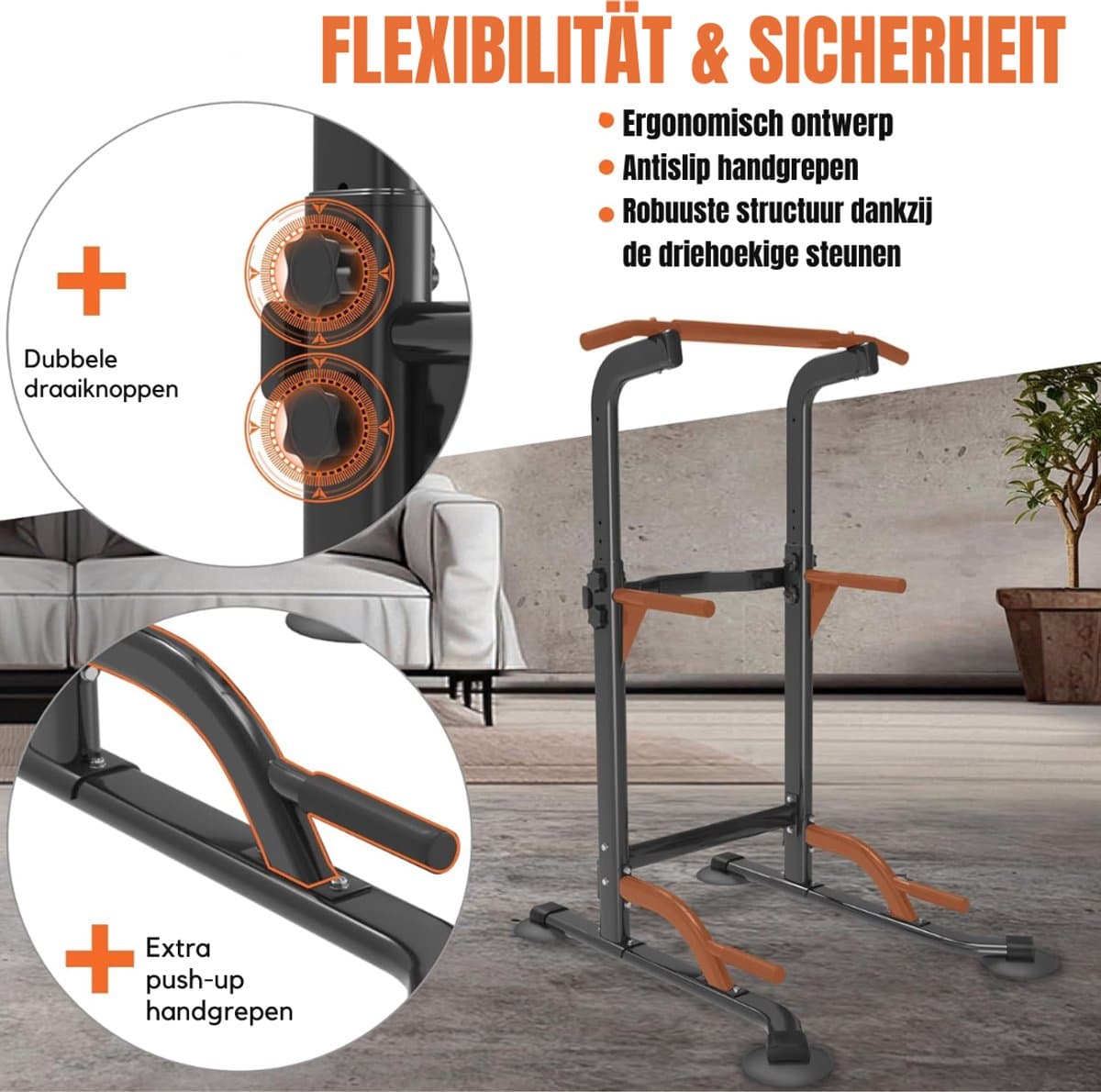 DnA® Pull Up Station - Pull Up Bar - Pull Up - Zwart 82cm x 75cm x 210cm thumbnail 6