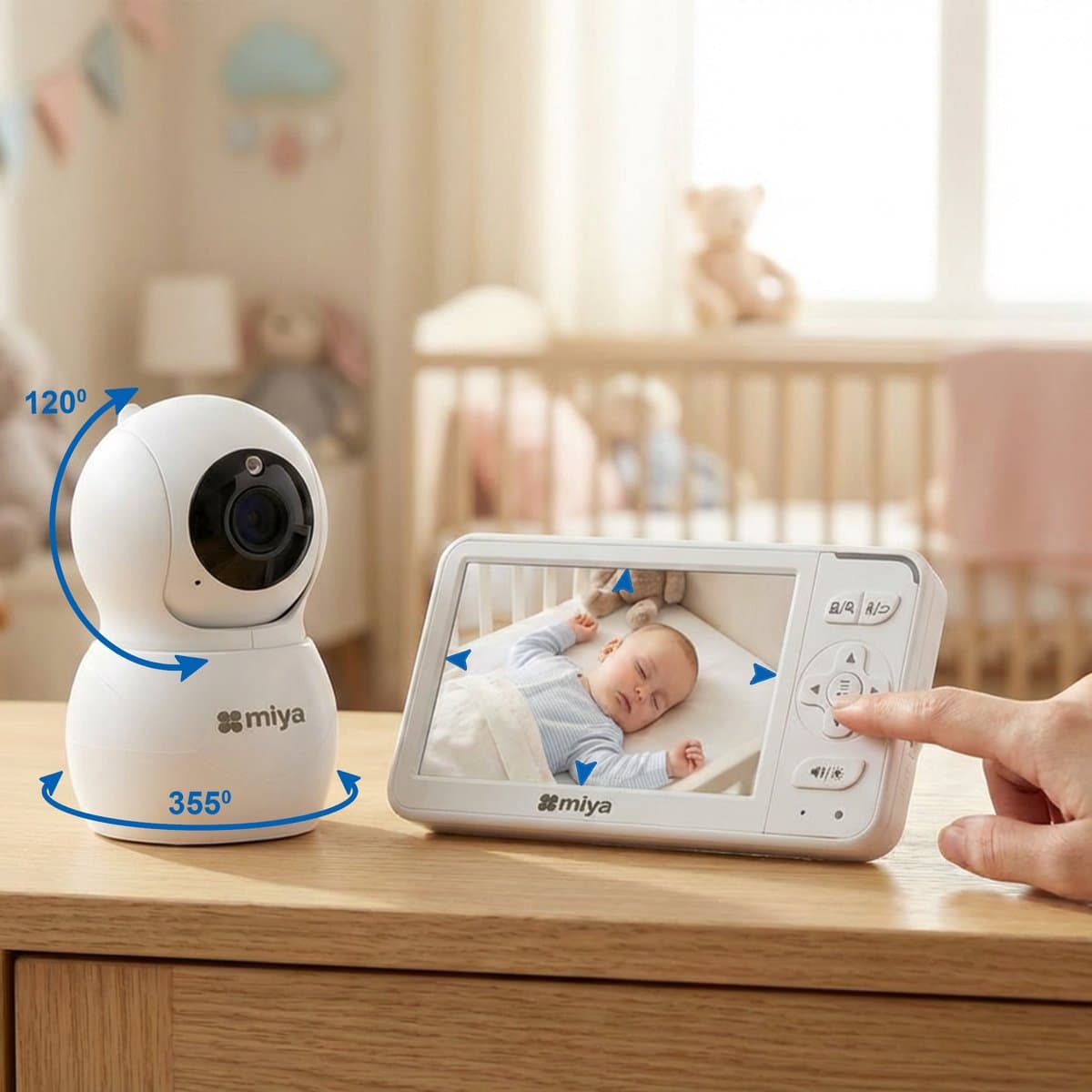 Miya M53 Babyfoon met camera - Op afstand bestuurbaar - 5 inch IPS scherm - Baby monitor thumbnail 3