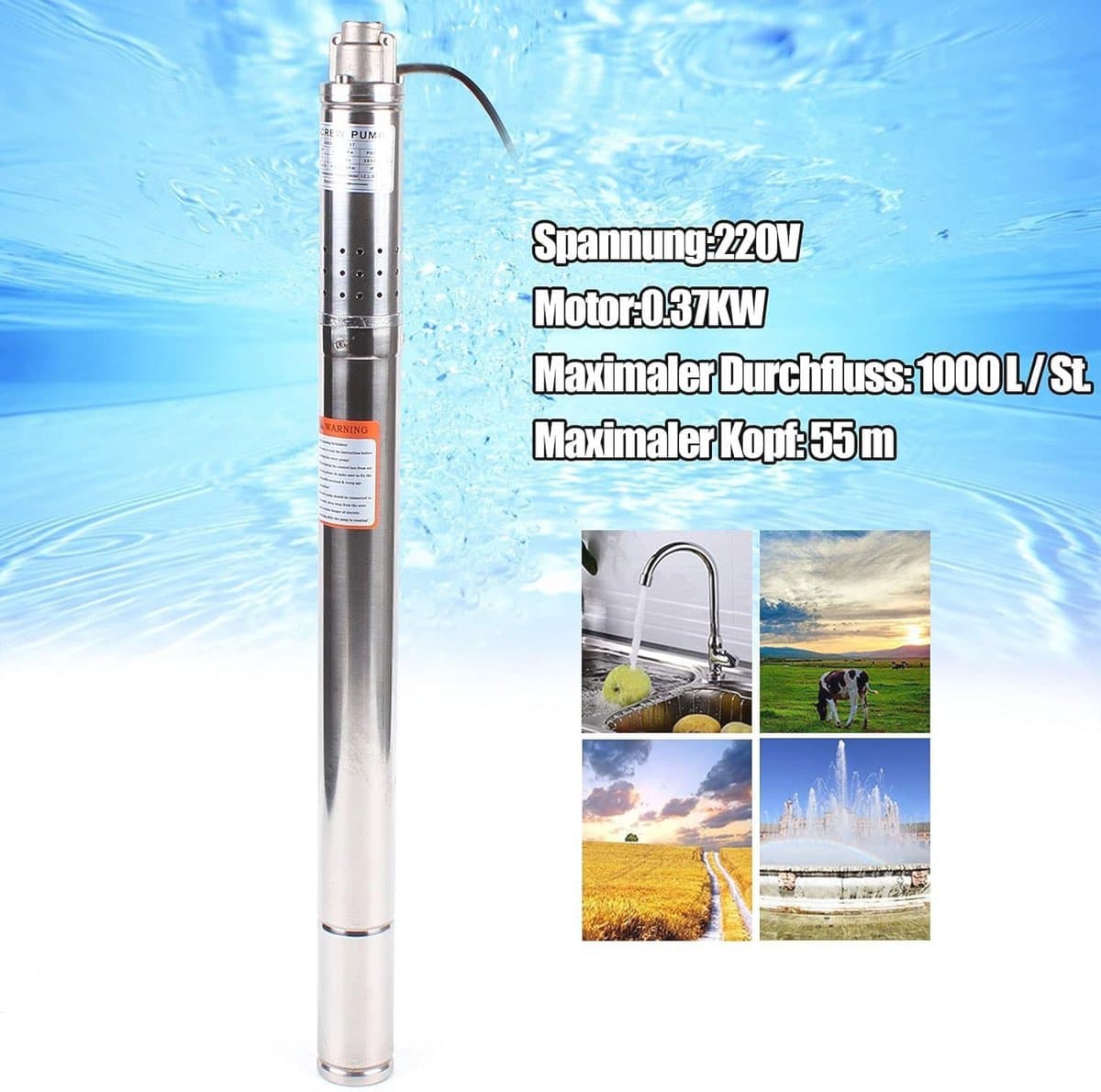 Diepbronpomp 2 inch - Dompelpomp met 370 W voor Tuin en Waterbeheersing thumbnail 4