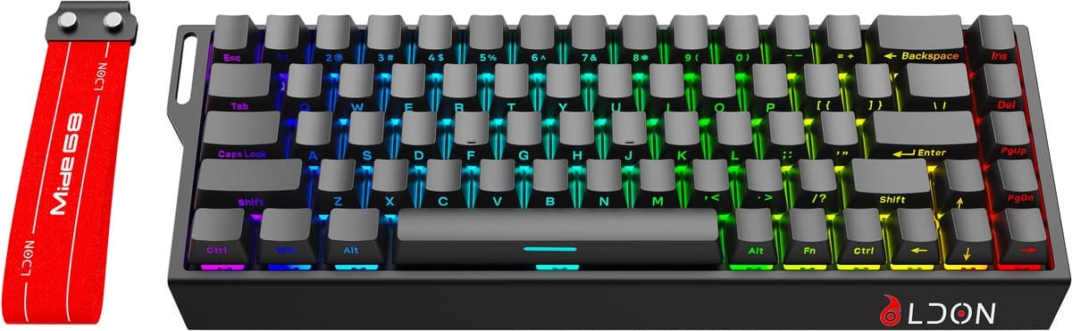 Mide68 - 65% Bedraad Gaming Toetsenbord - RGB Verlicht toetsenbord - Hall Effect Rapid Trigger Mechanisch Toetsenborden - Hot Swap - 8K Hz - 0.01mmRT - 0.125ms - Zij Bedrukte toetsen - 68 Keys -Beste prijs-kwaliteitverhouding - Edele zwarte thumbnail 7