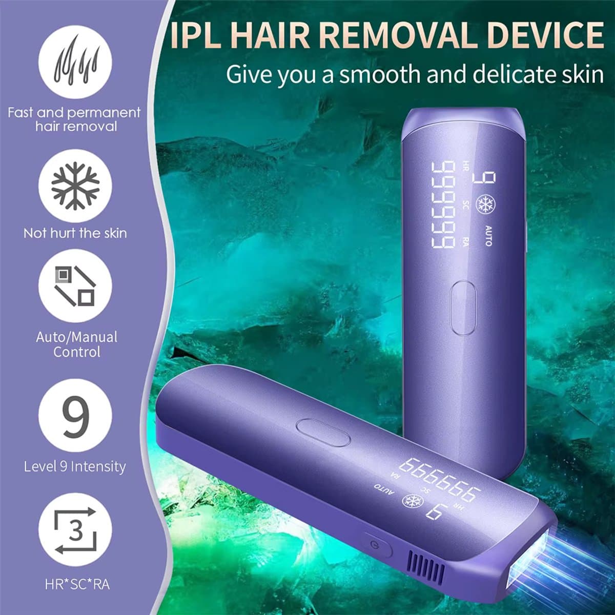 Nawy® IPL Laser Ontharingsapparaat - Laser Ontharing - Pijnloos Ontharen met Ice Cooling - Permanente Ontharing voor alle Lichaamsdelen - voor Mannen en Vrouwen - 999.999 Flitsen - Inclusief Beschermbril en Scheermes - Epileerapparaat Dames thumbnail 5