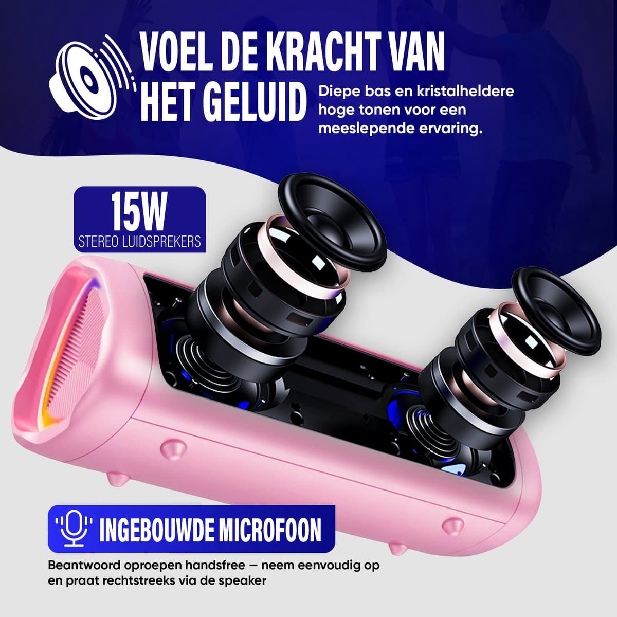 Muring Muring Bluetooth Speaker: 15W stereo, 20 uur batterij, IPX5 thumbnail 3