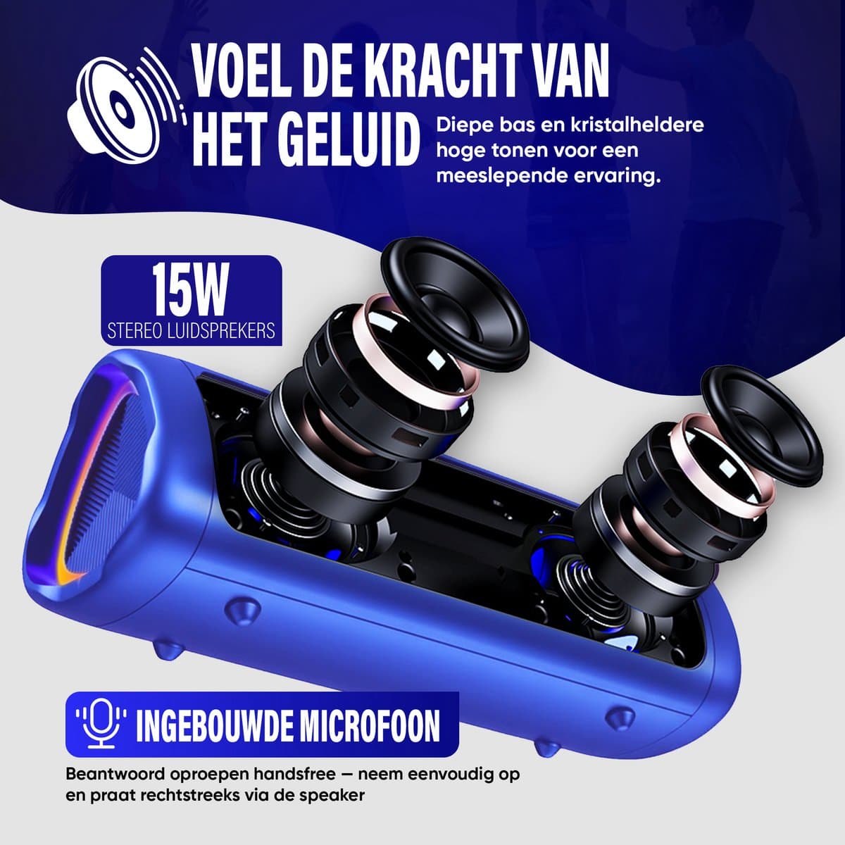 Muring Muring Bluetooth Speaker: 15W stereo, 20 uur, IPX5, TWS thumbnail 2