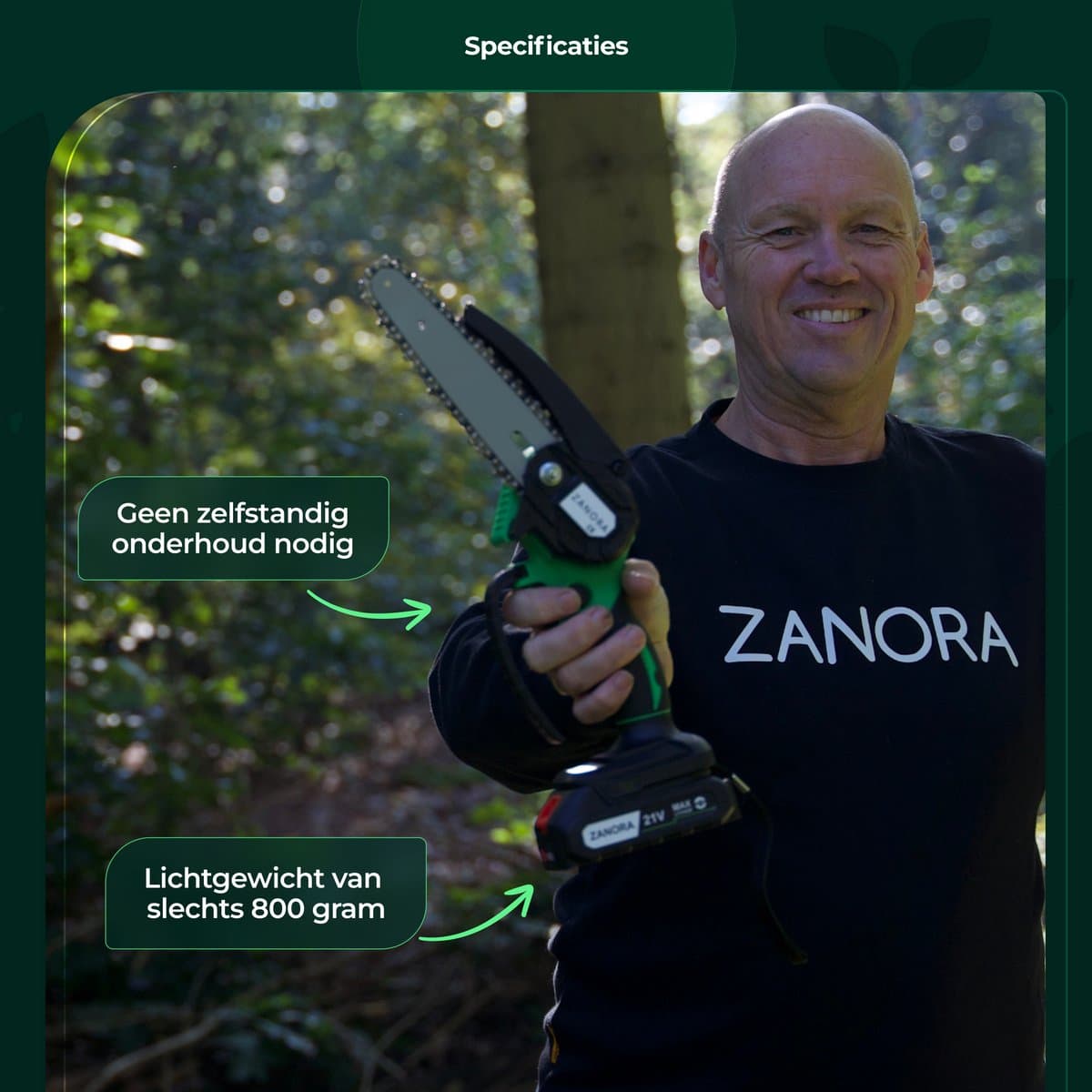 Zanora® Garden - Telescopische Kettingzaag - 15 cm Zaagblad - 130 tot 250 cm Bereik - Voor Hoge Takken thumbnail 6