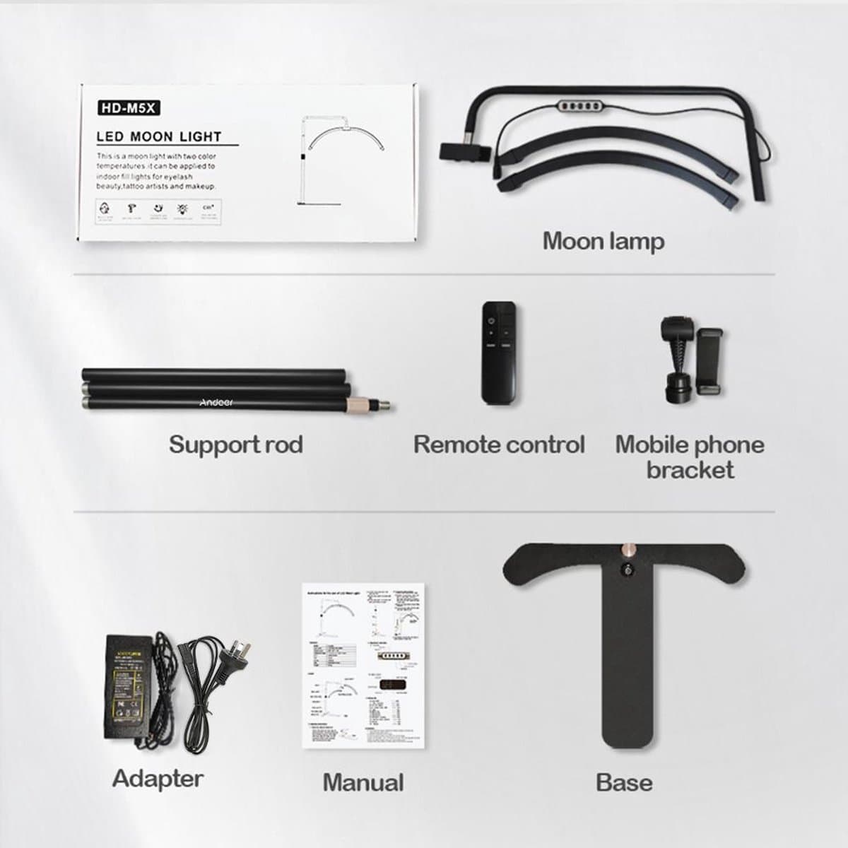 LuminexPro M5 Moonlight – Professionele LED Booglamp 36W – Dimbaar 3200K-5600K – CRI 90+ – Afstandsbediening – Make-up, Beauty & Content Creators thumbnail 3