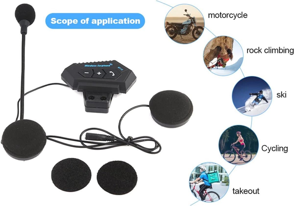 Ultradunne Bluetooth Headset voor Motorhelmen - Handsfree Bellen en USB Opladen thumbnail 3