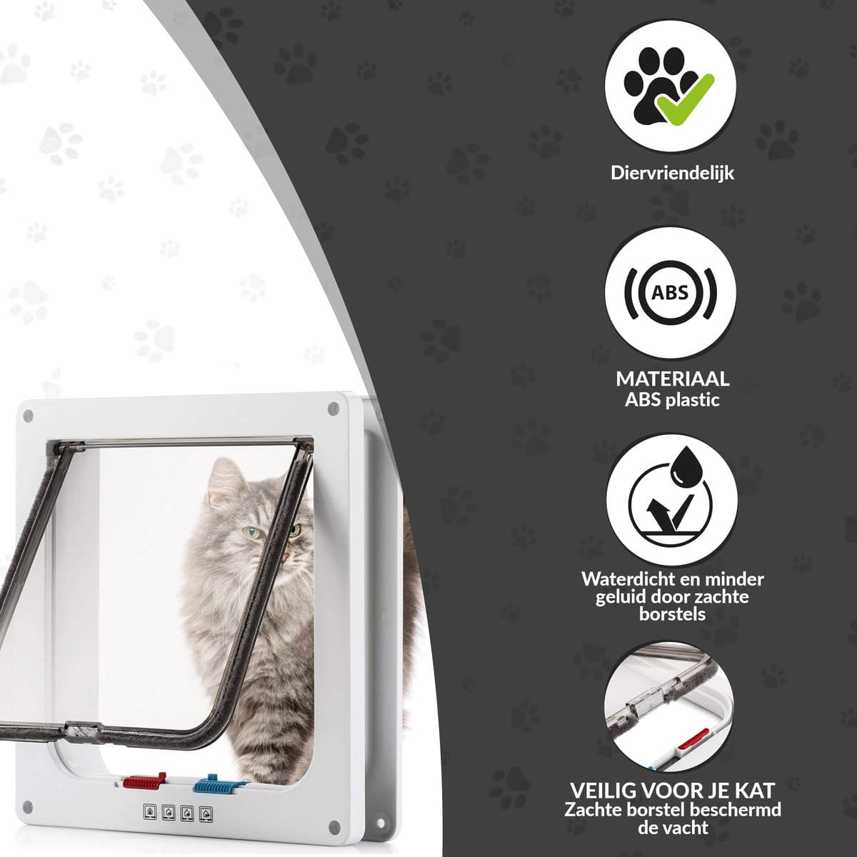 Lunspets – Kattenluik met Tunnel en Magnetische Sluiting – 23.5×25.5×5.5 cm - Waterdicht - Wit thumbnail 2