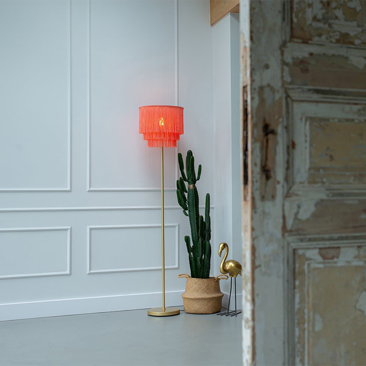 QAZQA franxa - Oosterse Vloerlamp | Staande Lamp - 1 lichts - H 1600 mm - Roze - Woonkamer | Slaapkamer | Keuken thumbnail 4