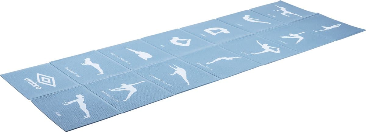 Umbro Opvouwbare Yogamat - 174 x 62 CM - Anti-Slip - 0.5 CM Dik - 13 Oefeningen in Print - Blauw thumbnail 4