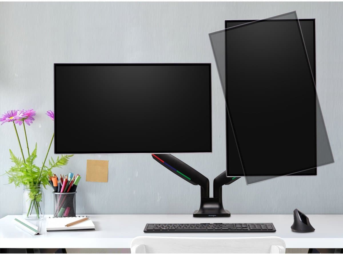 Kensington SmartFit® One-Touch Dubbele Monitor arm - Voor 2 Schermen - In Hoogte Verstelbaar - 13 tot 34" & Tot 9kg - Zwart thumbnail 6