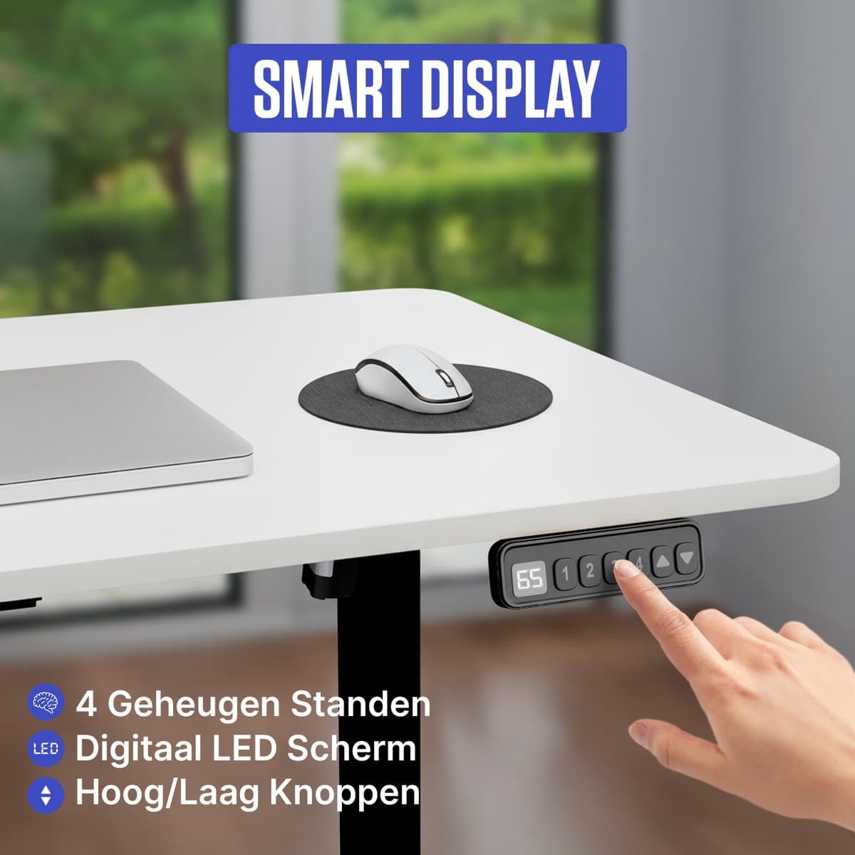 Stane Zit Sta Bureau Elektrisch Verstelbaar - 4 Geheugen Standen - Incl. Kabelgoot - 160 x 80 cm - Wit Blad, Zwart Frame thumbnail 2