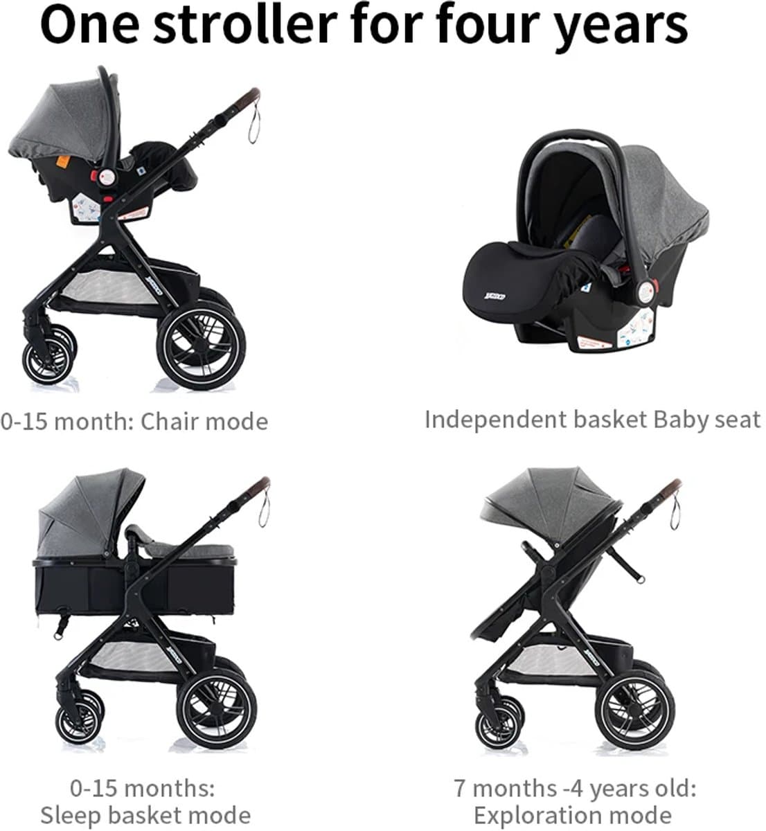 buggy - kinderwagen 3 in 1 - Draagbare Reizen Kinderwagen Aluminium Frame Opvouwbare Kinderwagens Hoge Landschap Auto voor Pasgeboren Baby thumbnail 5