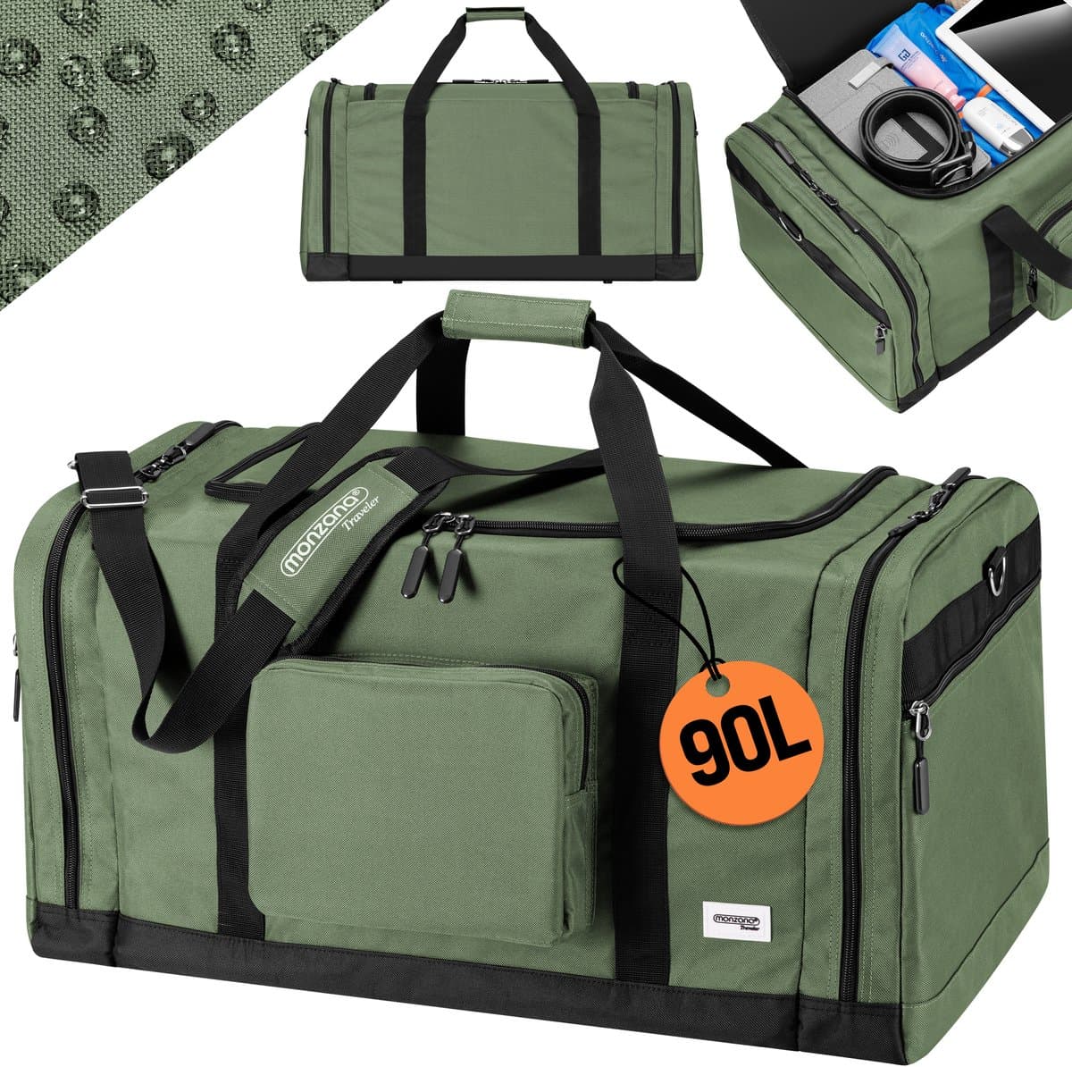 Monzana Sporttas - 90L 70x35x35 Schouderriem Voor en zijvakken - Groen thumbnail 2