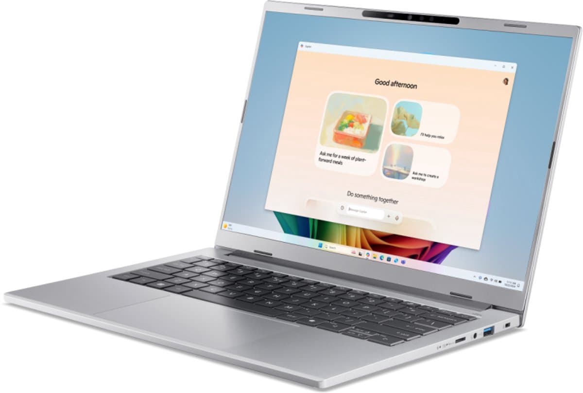 Aspire 14 AI A14-53M-50K5 - CoPilot+ PC - Laptop - 14 inch 120Hz - Core Ultra 5 - 16GB - 512GB SSD - Verlicht toetsenbord - Zilver thumbnail 4