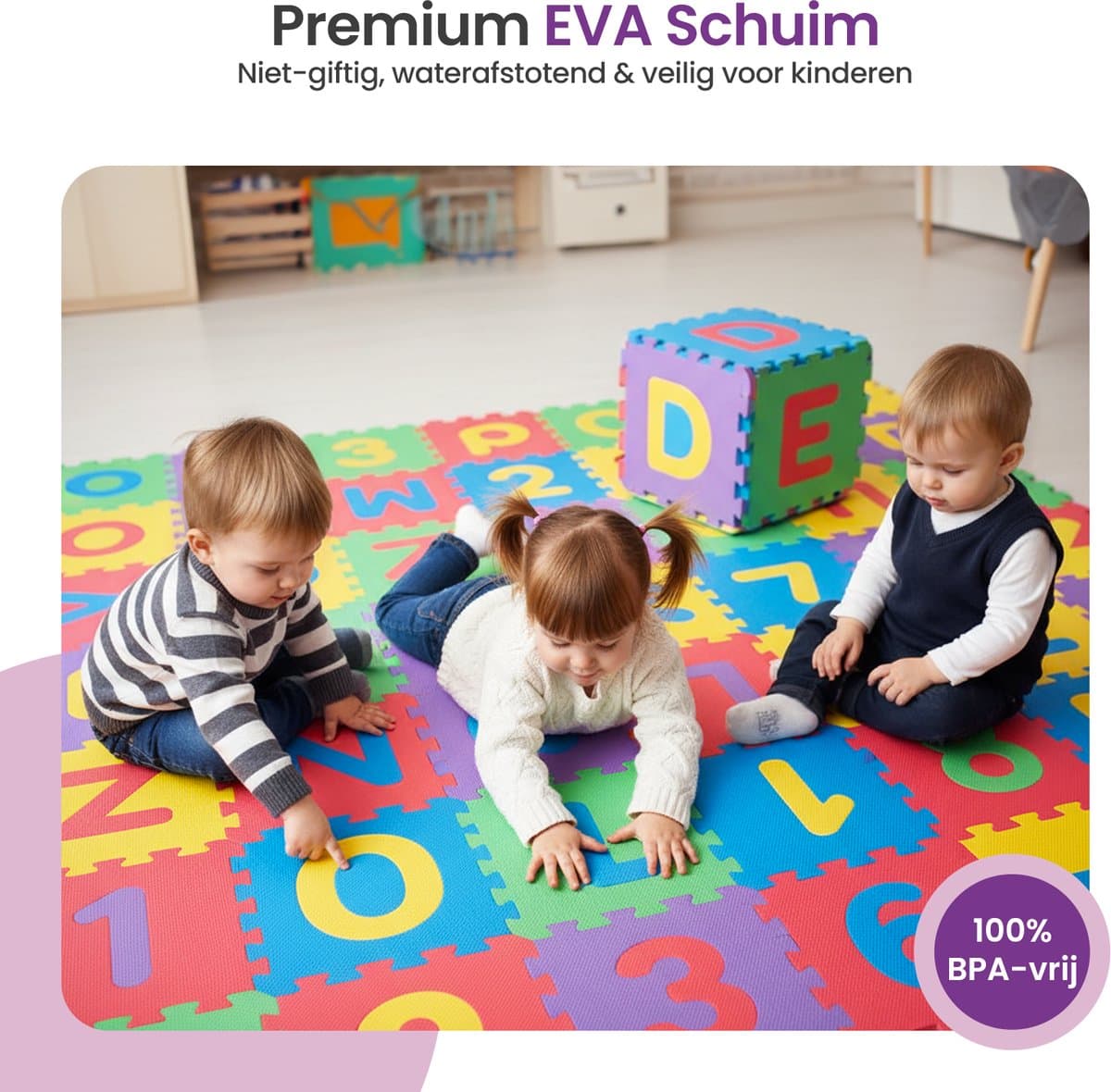 Gofun Speelmat Baby XL - 180x180cm – Speelkleed - 86-delige Puzzel – Foam – Opvouwbaar – Tegels – Speeltapijt – Multicolor thumbnail 5