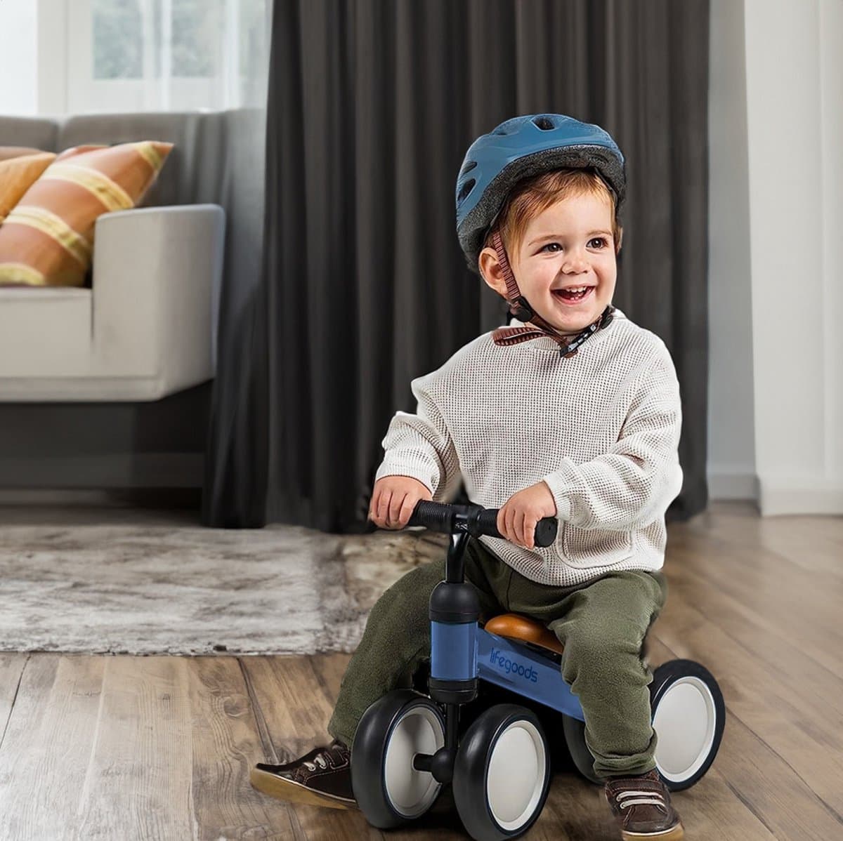 LifeGoods Loopfiets - Speelgoed Vanaf 1 jaar - Kinderstep - Loopfietsje - Marineblauw thumbnail 5