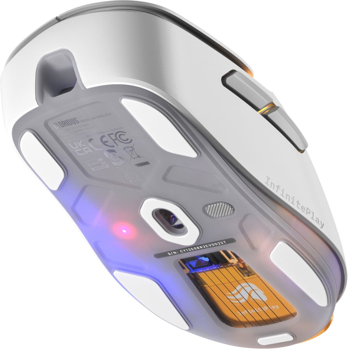 Glorious Gaming - draadloze gamingmuis Model D3 - Uitwisselbaar InfinitePlay-batterijsysteem, 8k polling, 130M click optische schakelaars, licht gewicht van 69 g, 30K DPI optische sensor, RGB - Wit thumbnail 4