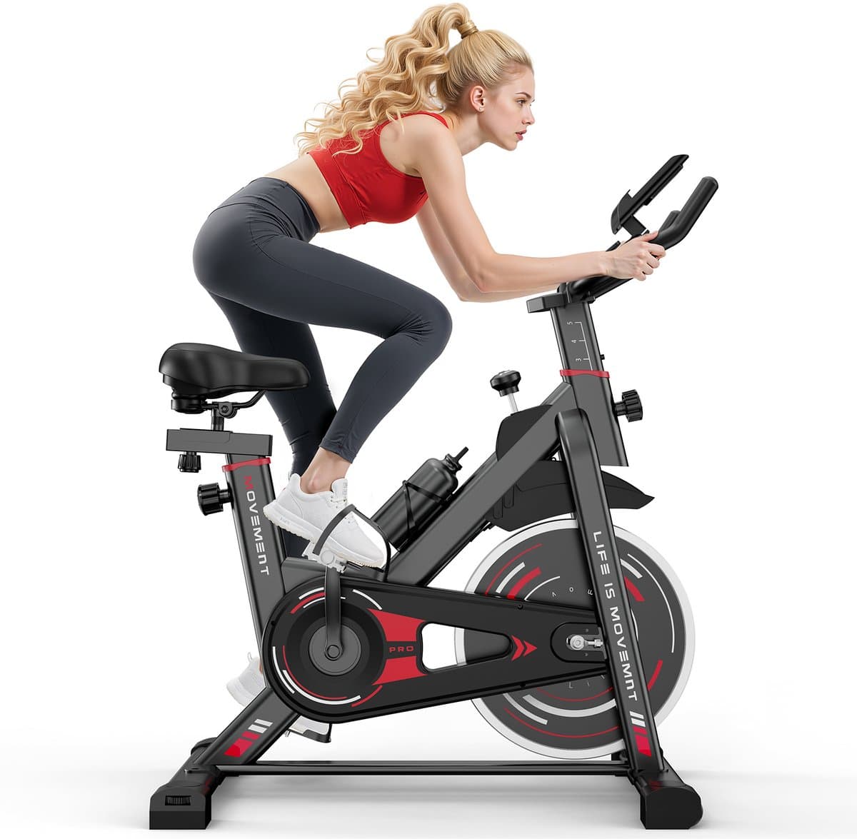 Hometrainers - Fitnessfiets voor binnenshuis met vliegwiel van 10 kg - LCD-scherm - Verstelbare stoel en armleuningen - Draagvermogen 120 kg thumbnail 7