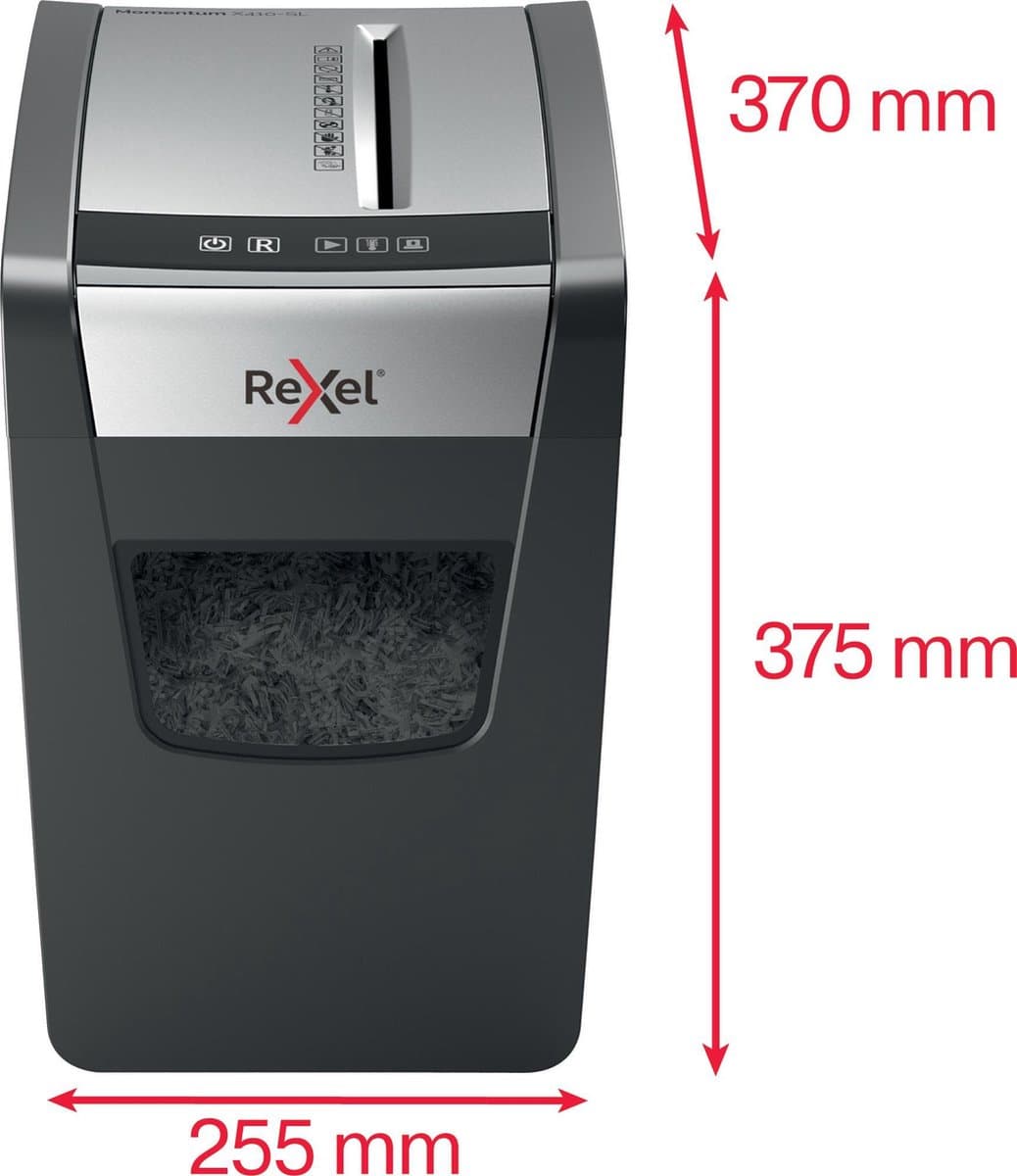 Rexel Momentum X410-SL Slimline Stille Papierversnipperaar - P4 Snippers - Tot 10 Vel - 23L - Zwart thumbnail 3