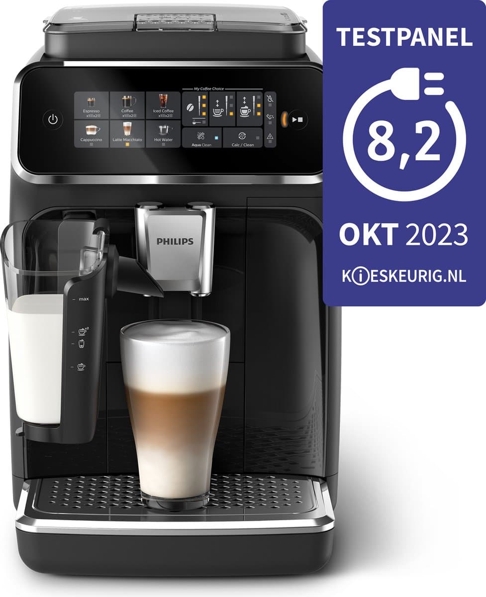 Philips 3300 Series LatteGo EP3341/50 - Espressomachine - 5 Soorten Koffie + Heet Water - Zwart / Chroom - + AquaClean Filter thumbnail 3