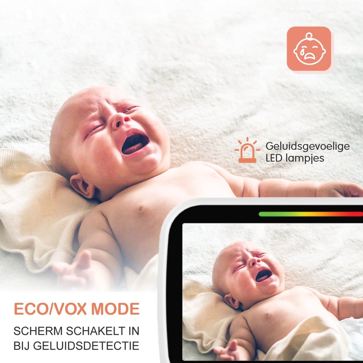 Nubex® Babyfoon met camera - Op afstand bestuurbaar - 5 inch Extra Groot Scherm - Video & Audio - Baby monitor thumbnail 3