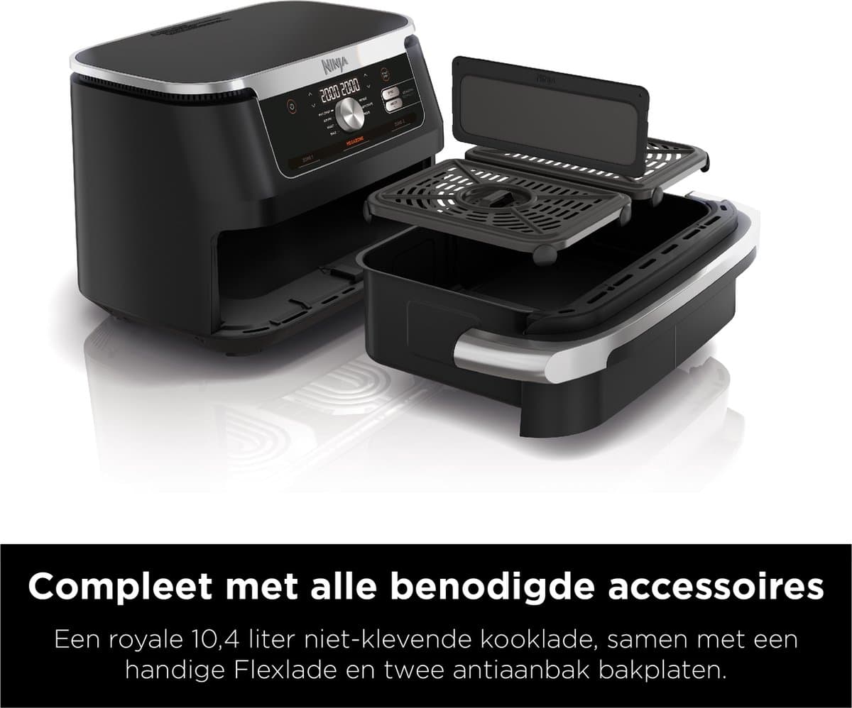 Ninja Foodi AF500EU Mega Dubbele Airfryer XXL - 10.4 Liter - Twee Kookvakken of Één MegaZone - Heteluchtfriteuse thumbnail 3