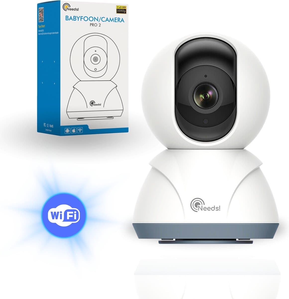 Needs!® Full HD Wifi Babyfoon met Camera WS-Q100A - En App - Camera Beveiliging – Wifi Camera – Camerabewaking - 1080p – Baby Monitor – 2.4GHZ – Wit thumbnail 7