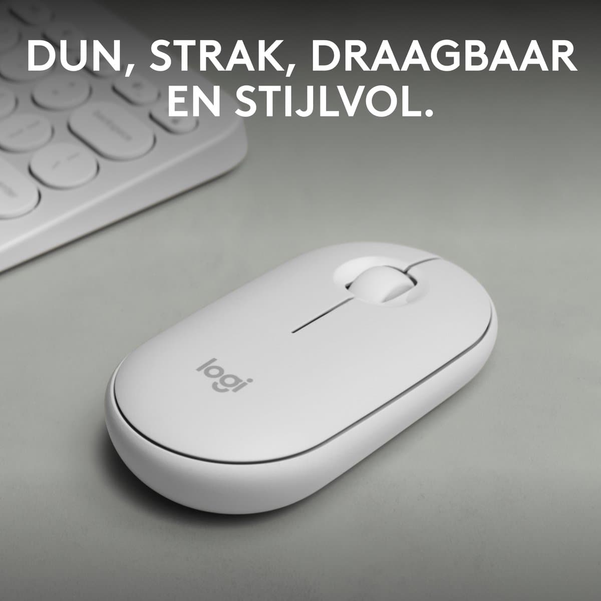 Logitech Pebble 2 M350s - Draadloze Muis - Bluetooth - 4000 dpi - Off White thumbnail 2