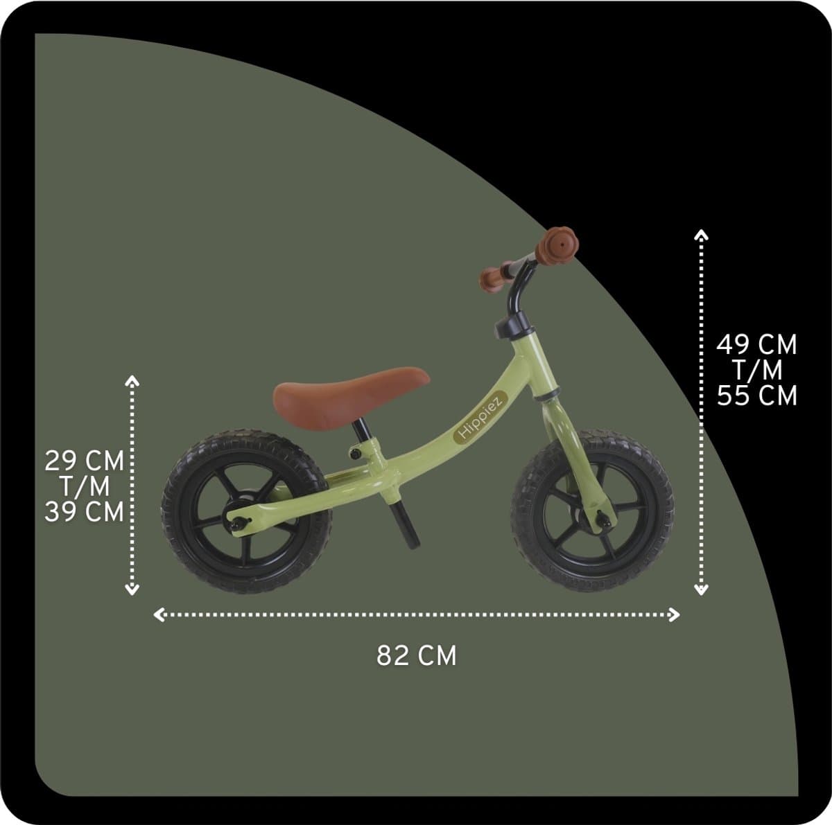 Hippiez Metalen Loopfiets Worker Old Green vanaf 2 jaar - Groene Loop Fiets - Verstelbaar Zadel en Stuur - Voor Jongens en Meisjes - Compact en Veilig - Lage Instap thumbnail 4