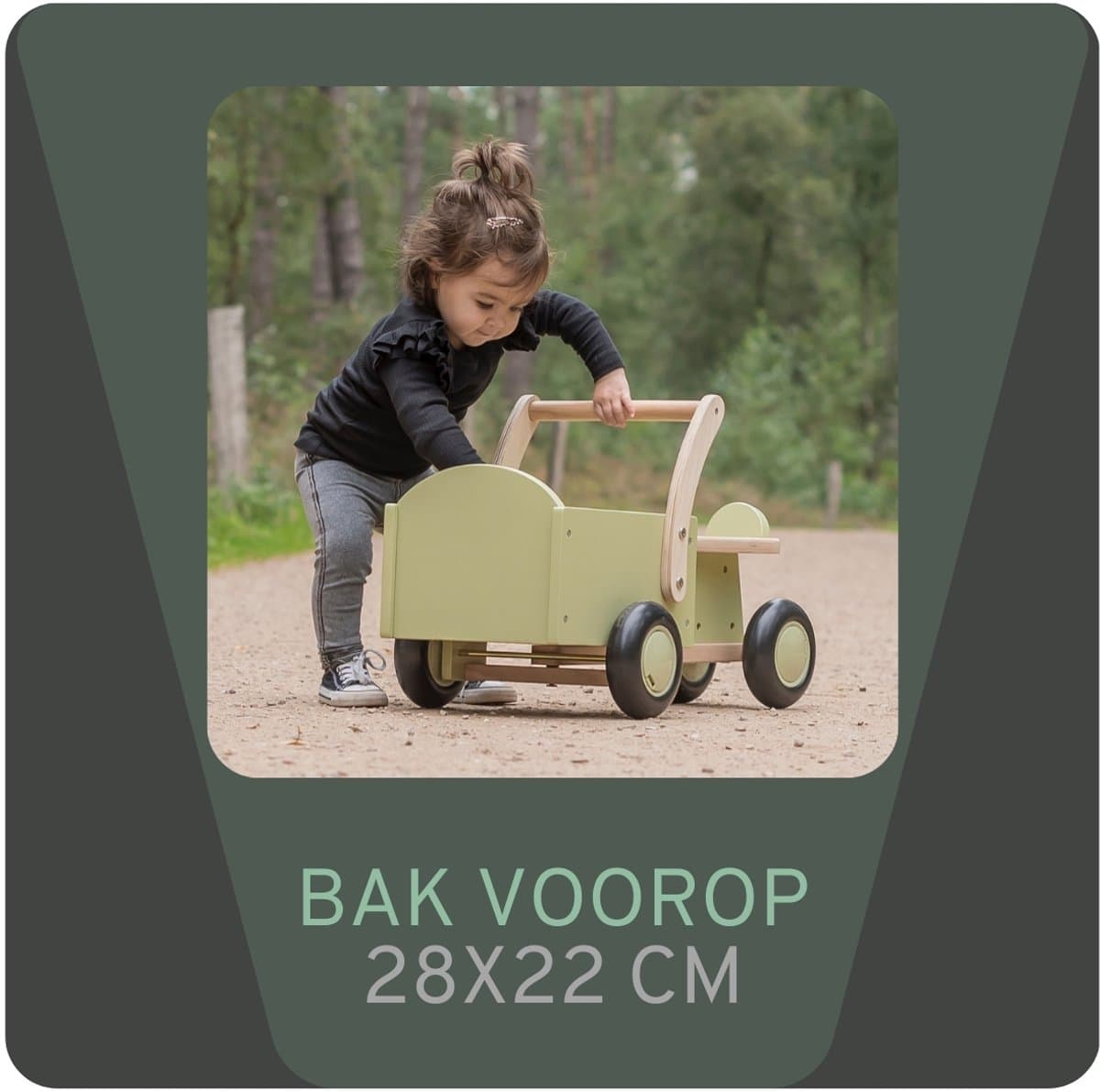 Bandits & Angels Bakfiets Loopfiets Hout Little Rider Retro Green vanaf 1 jaar - Voor Jongens en Meisjes - Ride-On Houten Bakfiets - Houten Loop Fiets Groen - Geluidsarme Wielen - Kraamcadeau thumbnail 4
