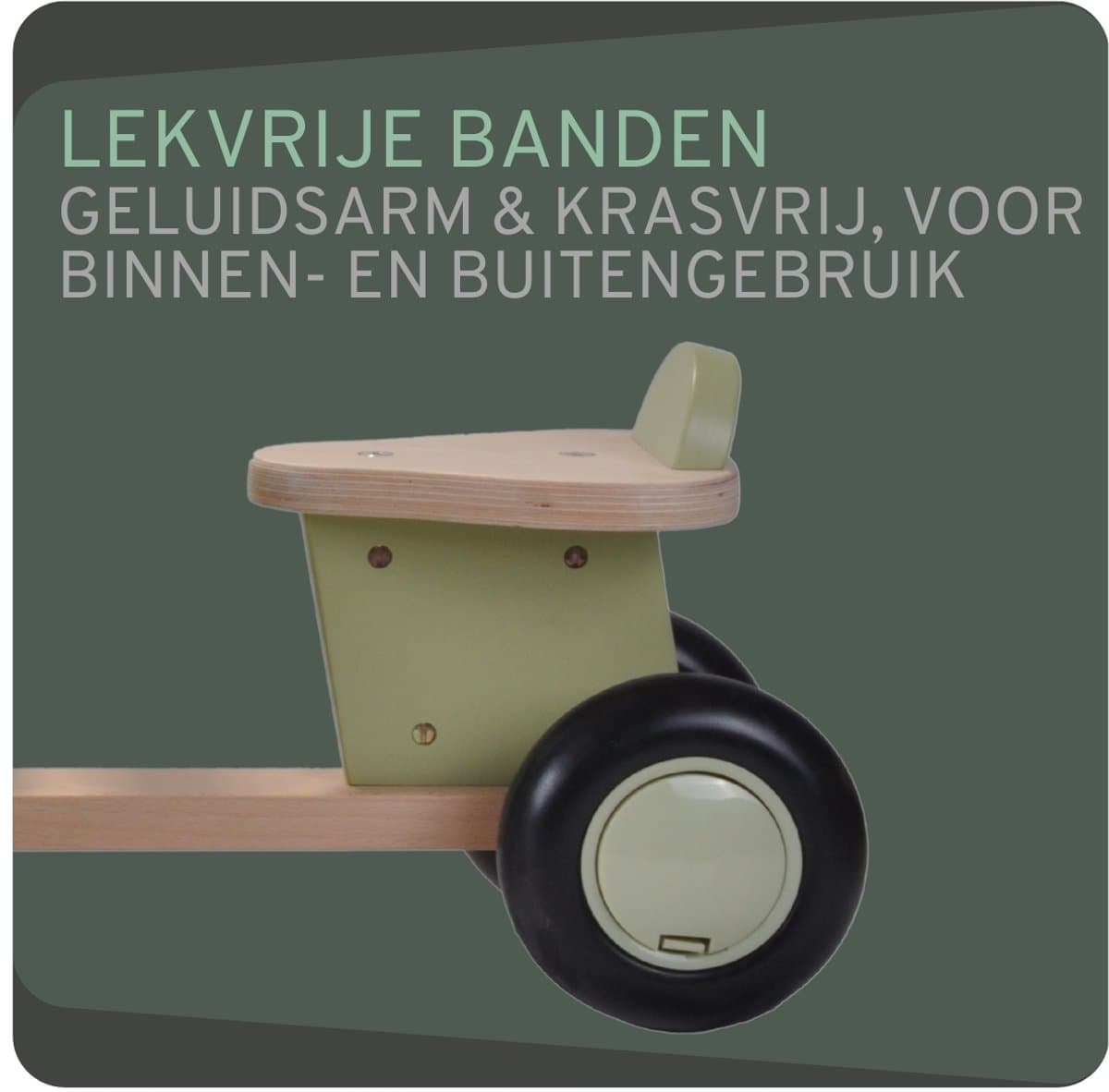 Bandits & Angels Bakfiets Loopfiets Hout Little Rider Retro Green vanaf 1 jaar - Voor Jongens en Meisjes - Ride-On Houten Bakfiets - Houten Loop Fiets Groen - Geluidsarme Wielen - Kraamcadeau thumbnail 7