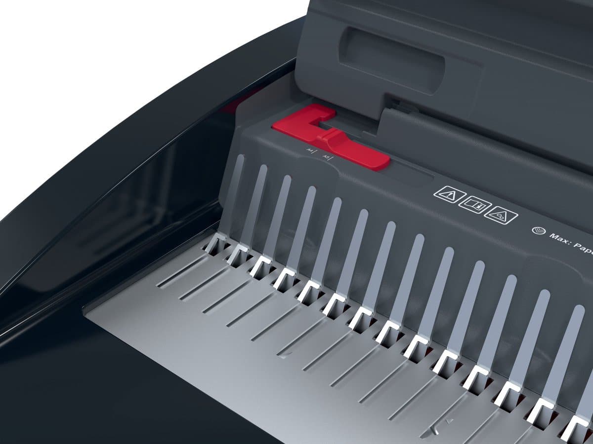 GBC CombBind® CB25E Elektrische Inbindmachine - Plastic Bindruggen - 450 Vel - Zwart/ Rood thumbnail 4