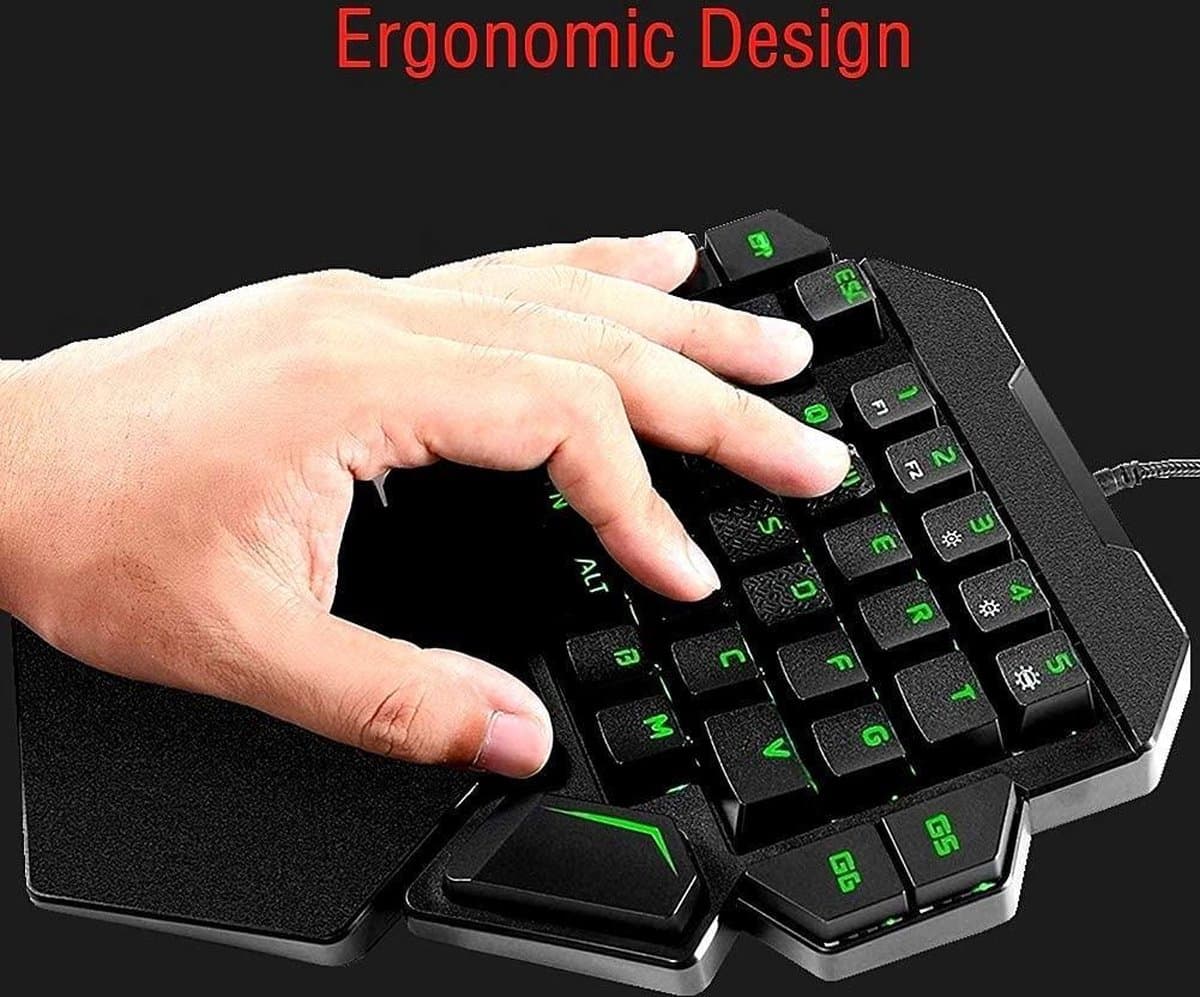 Elementkey MECHA1 - Mechanisch Toetsenbord - Draagbaar Gaming - Bedrade Keyboard met één hand - RGB-achtergrondverlichting - 35 toetsen – Zwart thumbnail 2