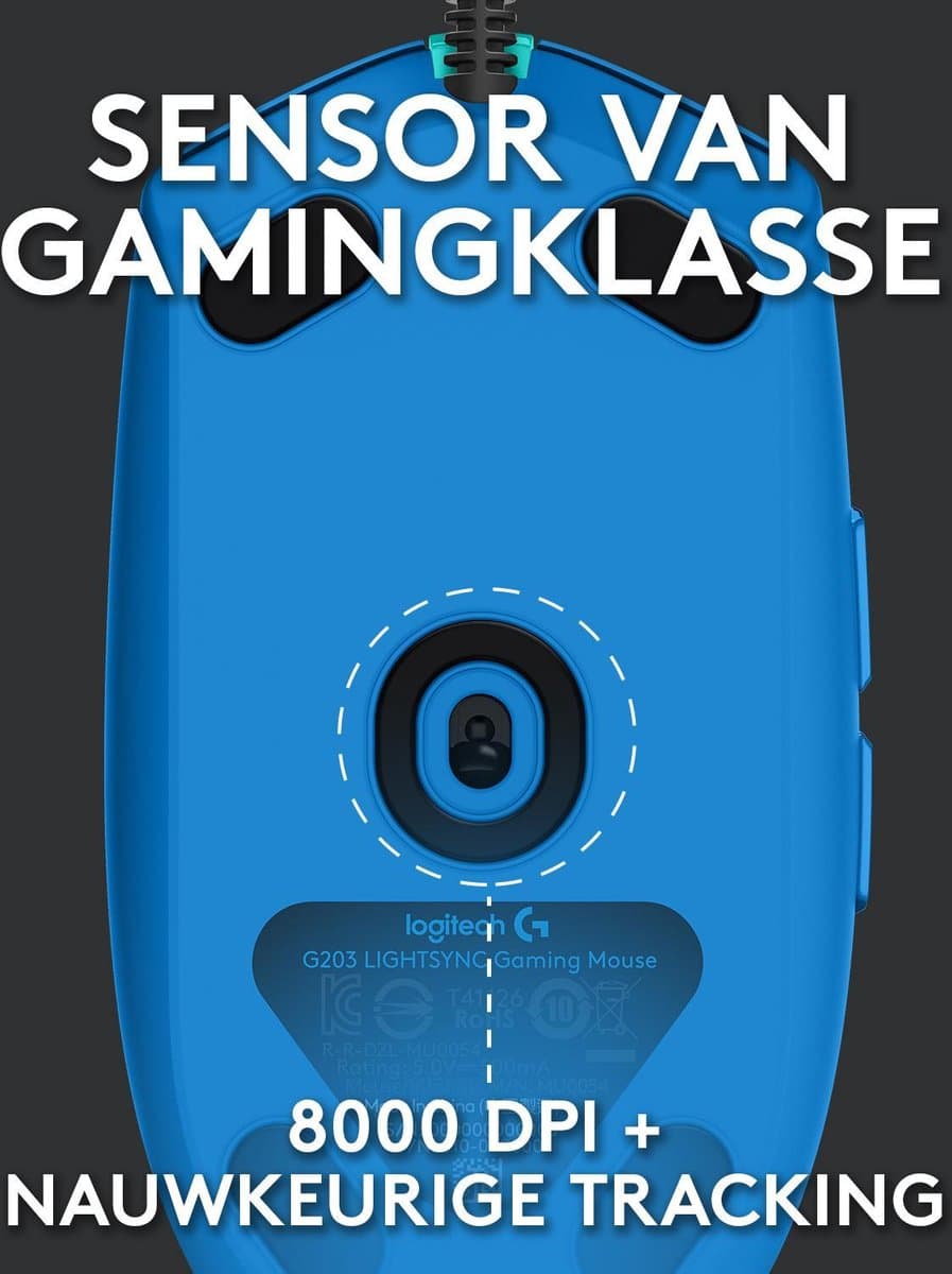 Logitech G203 LIGHTSYNC - Bedrade Gaming Muis - RGB verlichting - Blauw thumbnail 4