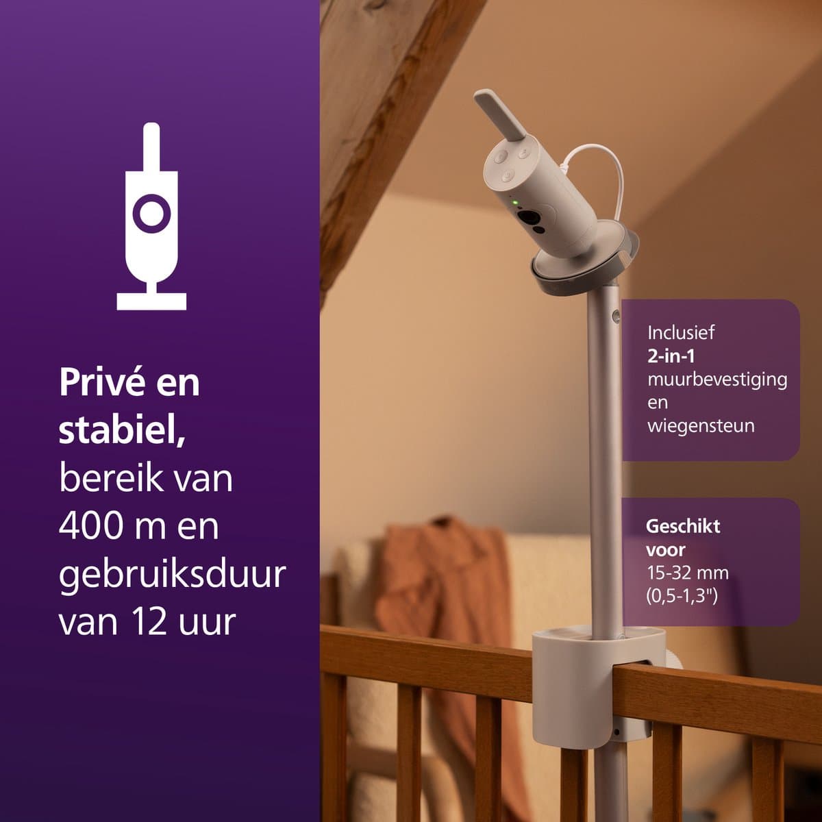 Philips Avent Premium Connected babyfoon met camera en app – Ademhaling en slaap detectie - SCD973/26 thumbnail 4