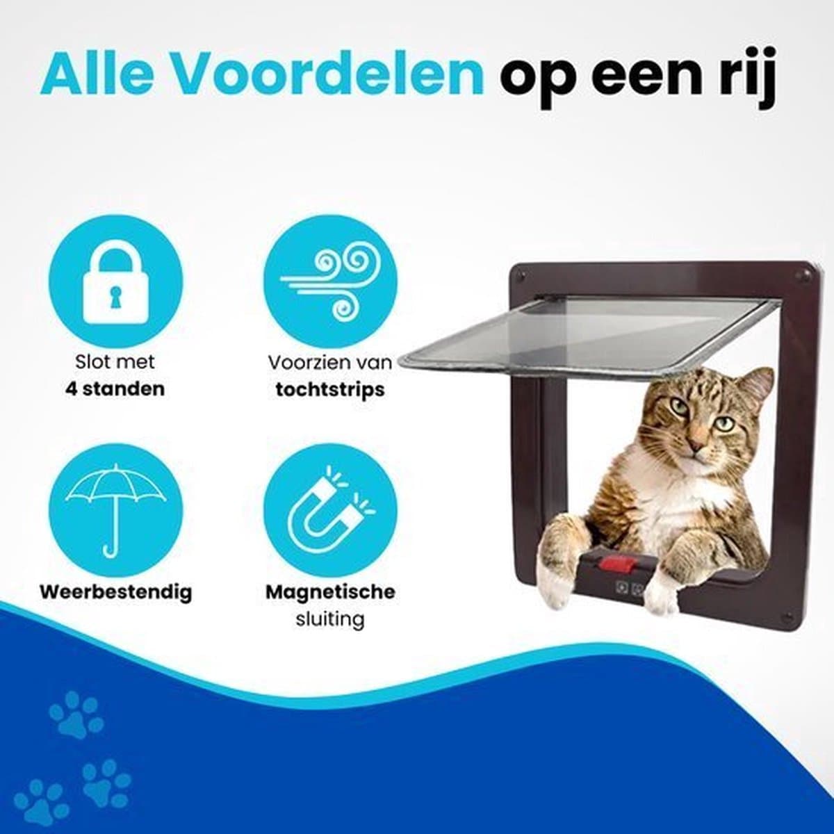 Premium Kattenluik XL Zwart – 4 sluitstanden, anti-tocht thumbnail 2