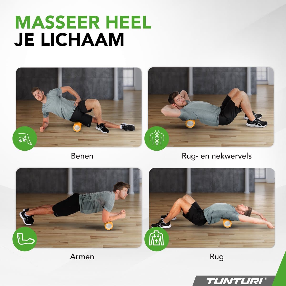 Tunturi Yoga Grid Foam Roller - Massage Roller - Foamroller - Fitness Roller - Oranje - 33cm - Incl. gratis fitness app thumbnail 5