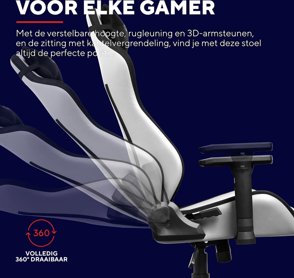 Trust GXT 714W Ruya - Gaming Stoel - Gamingstoel - Bureaustoel - Verstelbaar - Gamestoel - Gaming Chair - Wit thumbnail 4