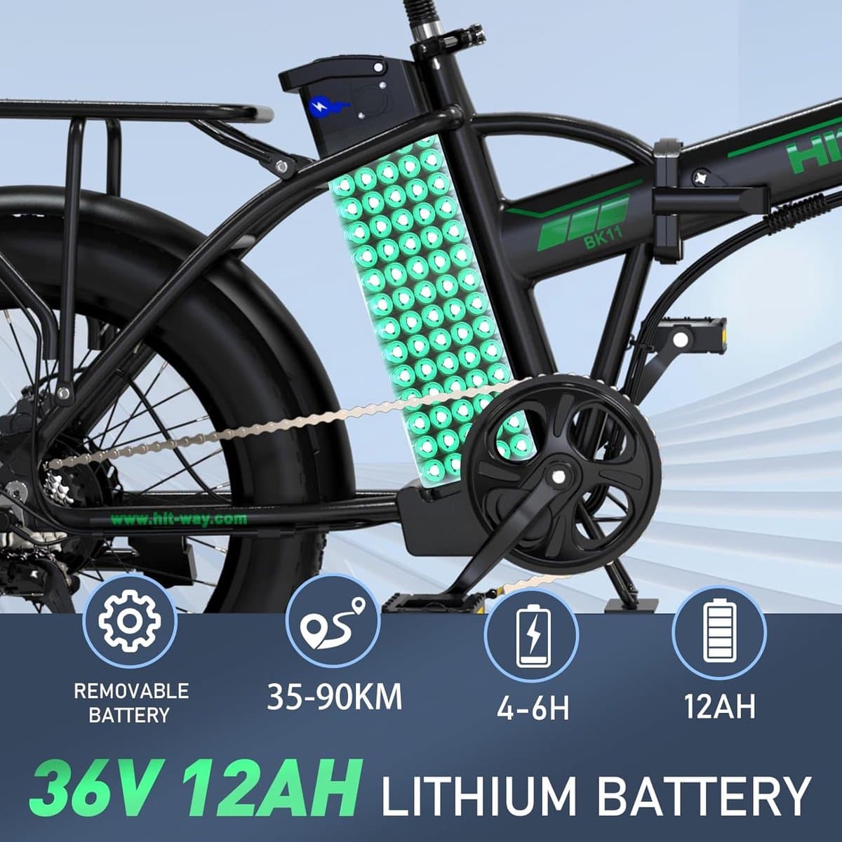 Hitway BK11 Fat Tire E-Bike - opvouwbaar, 250W, tot 90km bereik thumbnail 3