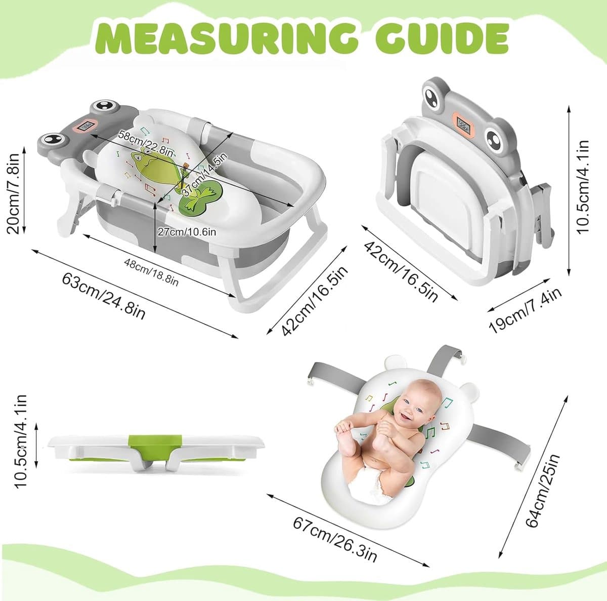 Opvouwbare Babybadkuip met Thermometer en Zwemkussen voor Baby's thumbnail 2