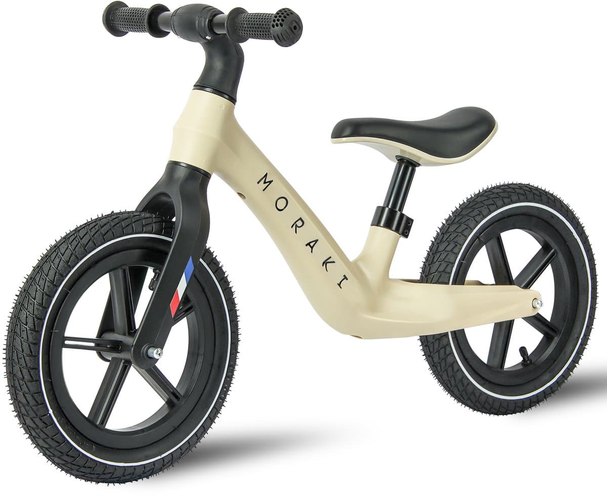 Moraki - Loopfiets - 2 Jaar - Verstelbaar Zadel - Balance Bike - 3 Jaar - Jongens en Meisjes - Beige