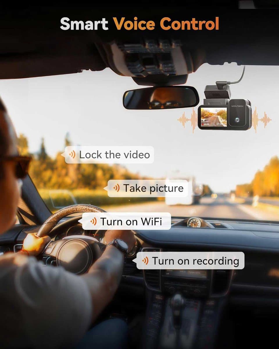 Wolfbox X5 Touch 3CH 4K Wifi Gps 128gb dashcam - Camera voor + achter + interieur - 2,35 inch touchscreen Lcd - Wifi en Gps - Parkeermodus - 4K resolutie - 128gb Micro SD kaart - dashcam voor auto thumbnail 3