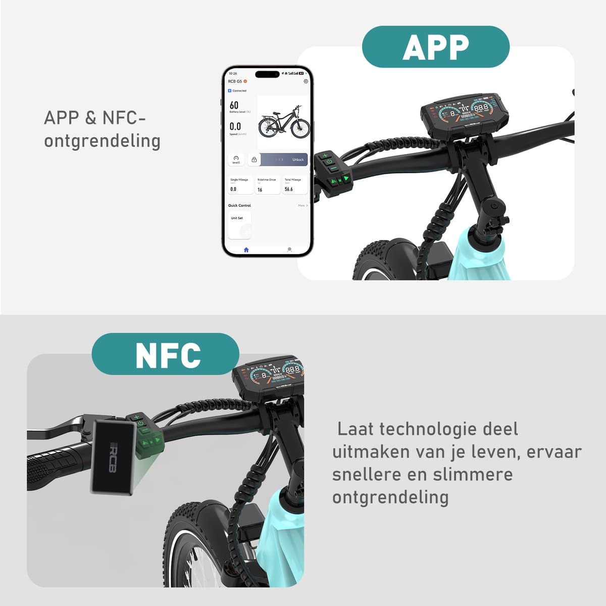 RCB G5 Elektrische Fiets - Lichtgewicht Aluminium Frame - 250W Motor - 36V 13Ah Verwijderbare Batterij - 7 Versnellingen - Met App, NFC & LCD Display - Comfortabel & Roestvrij - Voor Dames en Heren - Actieradius 80km thumbnail 4