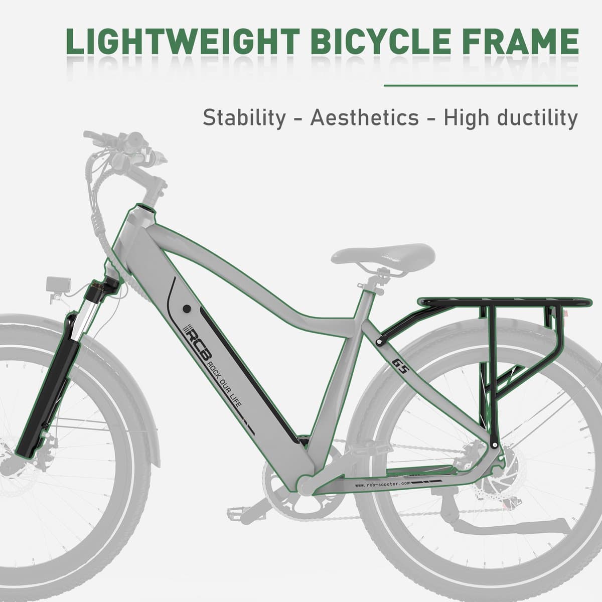 RCB G5 Elektrische Fiets - 27.5 Inch - Lichtgewicht Aluminium Frame - 250W Motor - 36V 13Ah Verwijderbare Batterij - 7 Versnellingen - Met App, NFC & LCD Display - Comfortabel & Roestvrij - Voor Dames en Heren - Actieradius 80km-zilver thumbnail 4