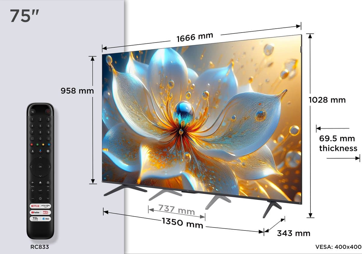 TCL 75T8C - 75" 4K QLED 144Hz Gaming Smart TV thumbnail 8